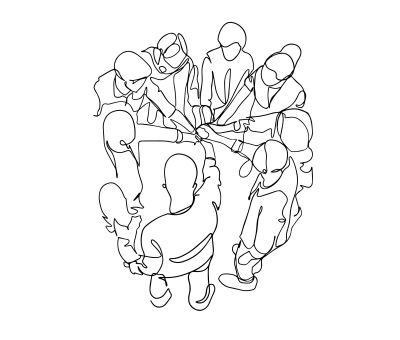 One-Line Grafik eines Teams symbolisiert Mitarbeiterrekrutierung