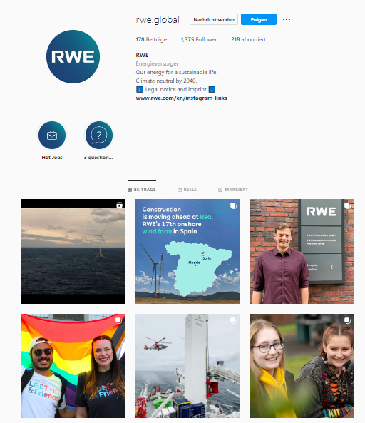 Instagram-Seite RWE