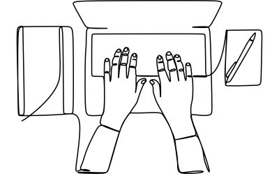 Zeichnung Hände an Notebook-Tastatur symbolisiert Data Driven Marketing