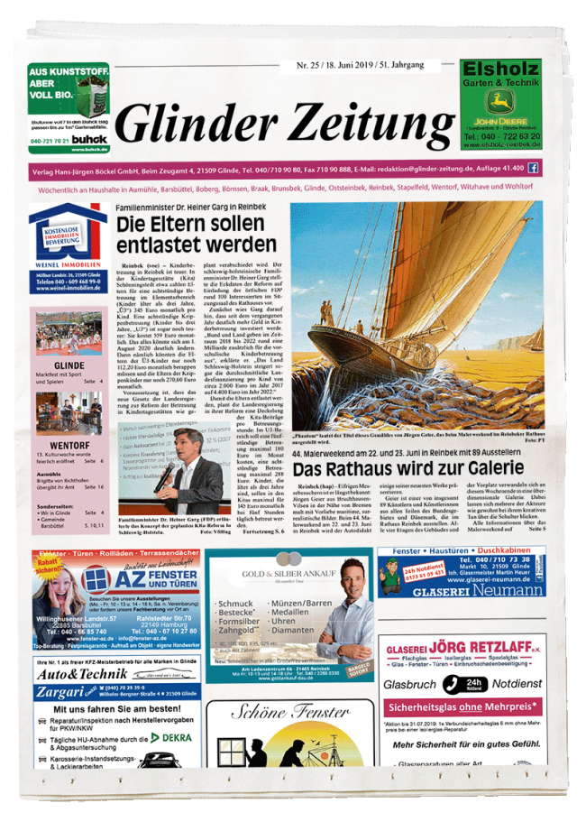 Seite aus Glinder Zeitung steht für FUNKE Anzeigenblätter Hamburg