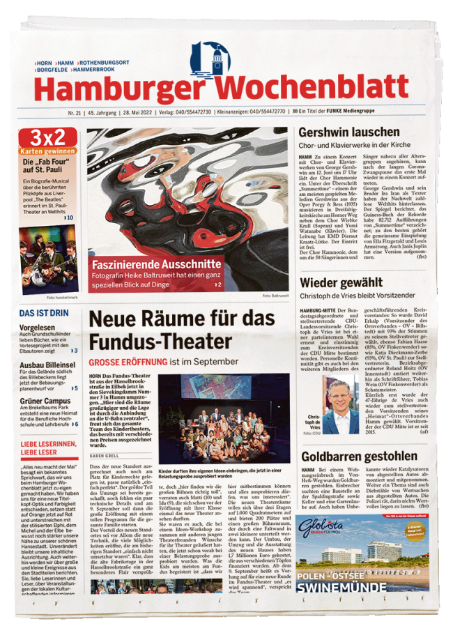 Seite aus Hamburger Wochenblatt steht für FUNKE Anzeigenblätter Hamburg
