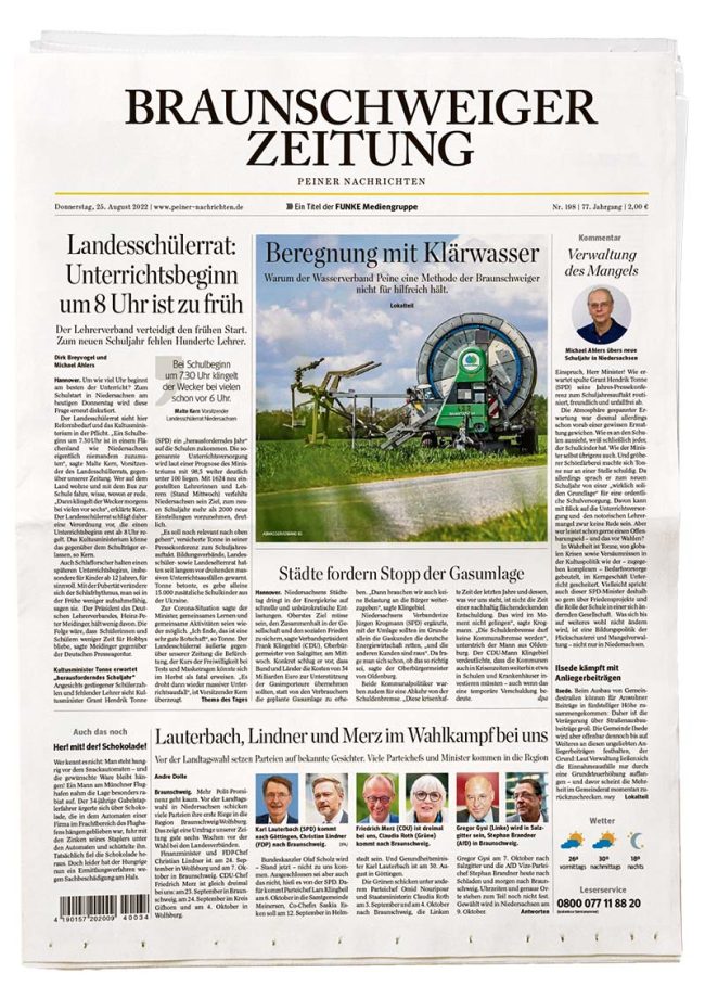 Seite aus Braunschweiger Zeitung steht für FUNKE Tageszeitungen Niedersachsen