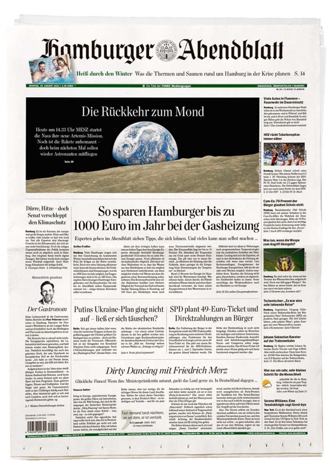 Seite aus Hamburger Abendblatt steht für FUNKE Tageszeitungen Hamburg