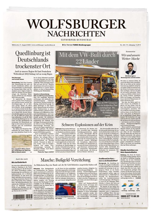 Seite aus Wolfsburger Nachrichten steht für FUNKE Tageszeitungen Niedersachsen