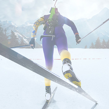 Skispringer im Sprung von hinten