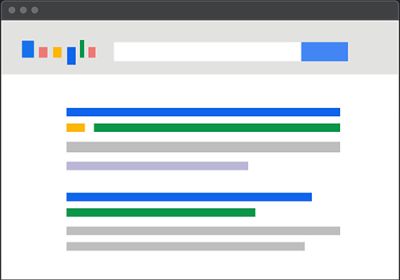 Grafik mit Linien in Google-Farben symbolisiert SEA-Google-Anzeigen
